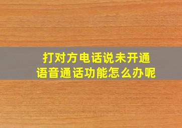 打对方电话说未开通语音通话功能怎么办呢