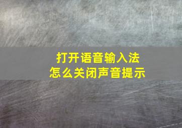 打开语音输入法怎么关闭声音提示