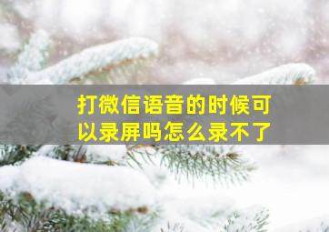 打微信语音的时候可以录屏吗怎么录不了