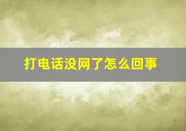 打电话没网了怎么回事