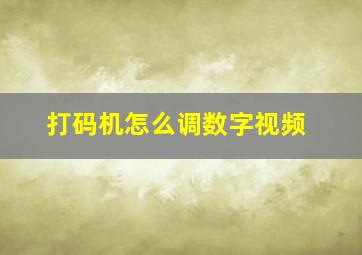 打码机怎么调数字视频