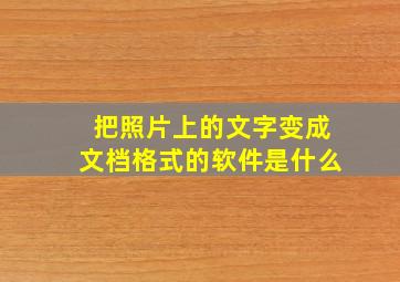 把照片上的文字变成文档格式的软件是什么