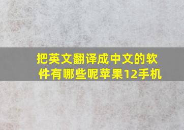 把英文翻译成中文的软件有哪些呢苹果12手机