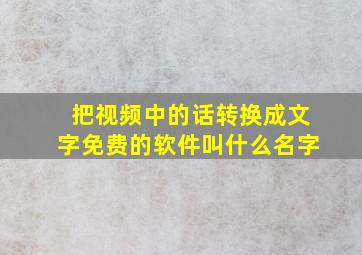 把视频中的话转换成文字免费的软件叫什么名字