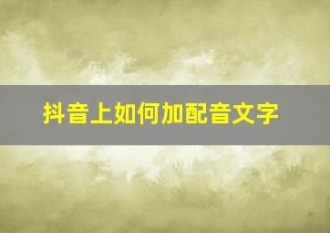 抖音上如何加配音文字