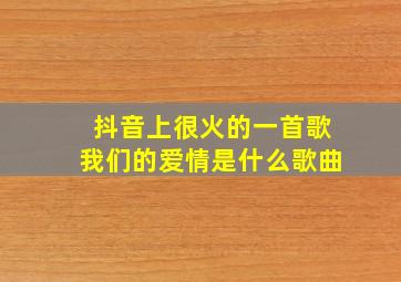 抖音上很火的一首歌我们的爱情是什么歌曲