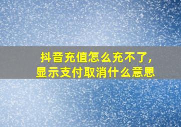 抖音充值怎么充不了,显示支付取消什么意思