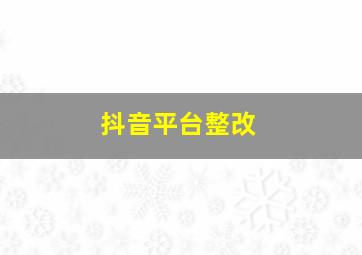 抖音平台整改