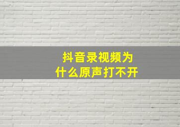 抖音录视频为什么原声打不开