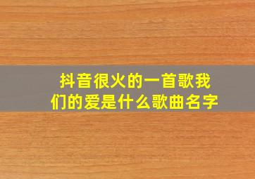 抖音很火的一首歌我们的爱是什么歌曲名字