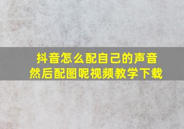 抖音怎么配自己的声音然后配图呢视频教学下载