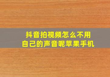 抖音拍视频怎么不用自己的声音呢苹果手机