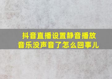 抖音直播设置静音播放音乐没声音了怎么回事儿