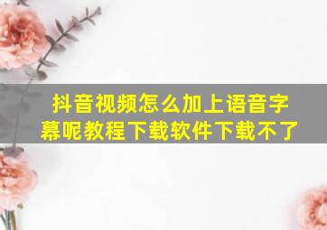 抖音视频怎么加上语音字幕呢教程下载软件下载不了