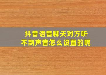 抖音语音聊天对方听不到声音怎么设置的呢