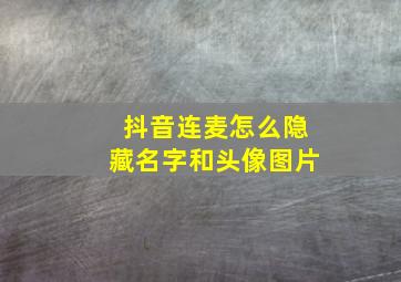 抖音连麦怎么隐藏名字和头像图片