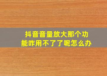 抖音音量放大那个功能咋用不了了呢怎么办