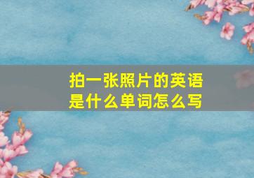 拍一张照片的英语是什么单词怎么写