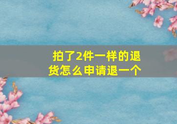 拍了2件一样的退货怎么申请退一个