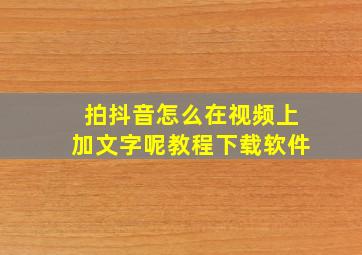 拍抖音怎么在视频上加文字呢教程下载软件