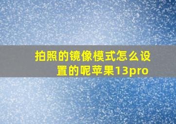 拍照的镜像模式怎么设置的呢苹果13pro