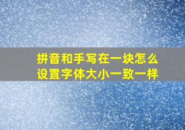 拼音和手写在一块怎么设置字体大小一致一样