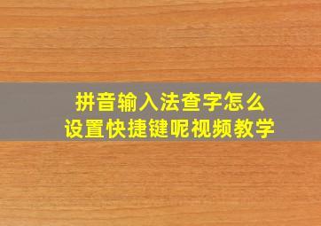 拼音输入法查字怎么设置快捷键呢视频教学