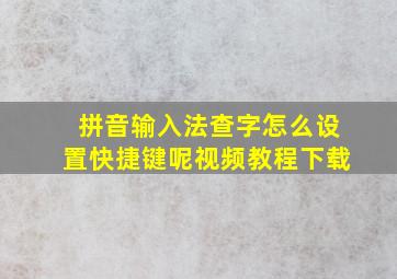 拼音输入法查字怎么设置快捷键呢视频教程下载