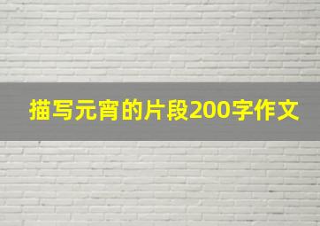 描写元宵的片段200字作文