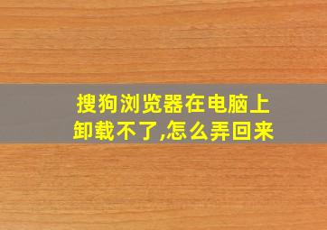 搜狗浏览器在电脑上卸载不了,怎么弄回来