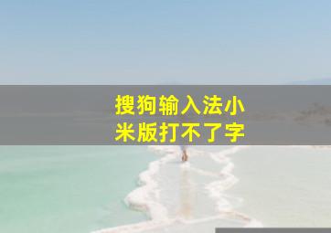 搜狗输入法小米版打不了字