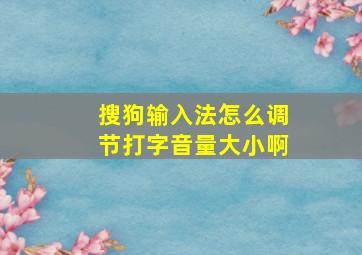 搜狗输入法怎么调节打字音量大小啊