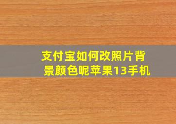 支付宝如何改照片背景颜色呢苹果13手机