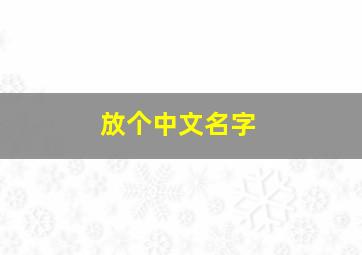 放个中文名字