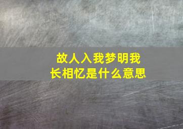 故人入我梦明我长相忆是什么意思