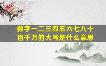 数字一二三四五六七八十百千万的大写是什么意思