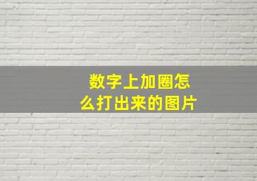 数字上加圈怎么打出来的图片