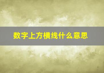 数字上方横线什么意思