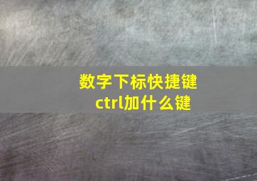 数字下标快捷键ctrl加什么键