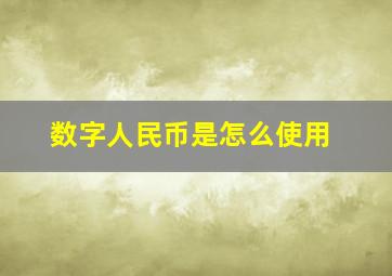 数字人民币是怎么使用