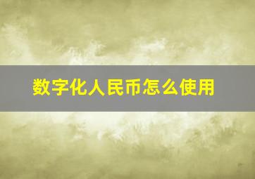 数字化人民币怎么使用