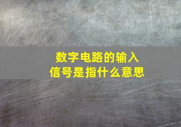 数字电路的输入信号是指什么意思