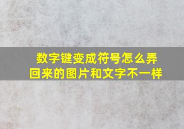 数字键变成符号怎么弄回来的图片和文字不一样