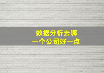 数据分析去哪一个公司好一点