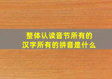 整体认读音节所有的汉字所有的拼音是什么