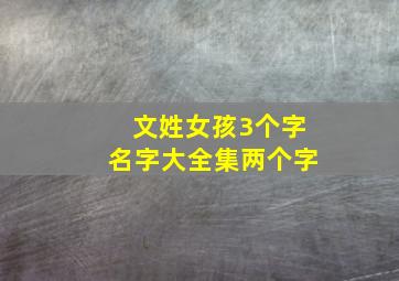 文姓女孩3个字名字大全集两个字