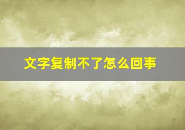 文字复制不了怎么回事