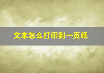 文本怎么打印到一页纸