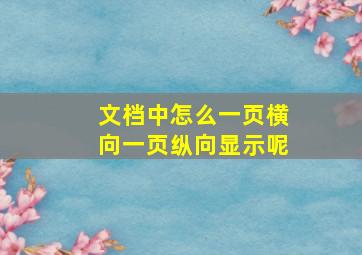 文档中怎么一页横向一页纵向显示呢