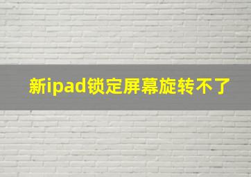 新ipad锁定屏幕旋转不了